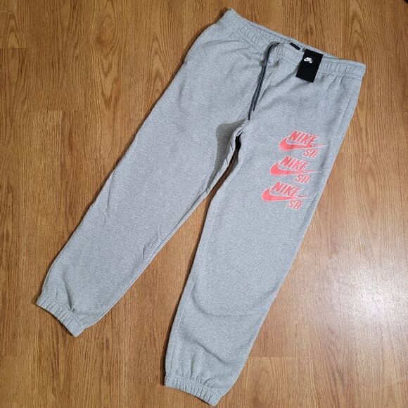 Nike SB Dunk Low Panda Jogger Pants Sweats Grey Red Fleece Sportswear NSW XL New - Picture 2 of 10